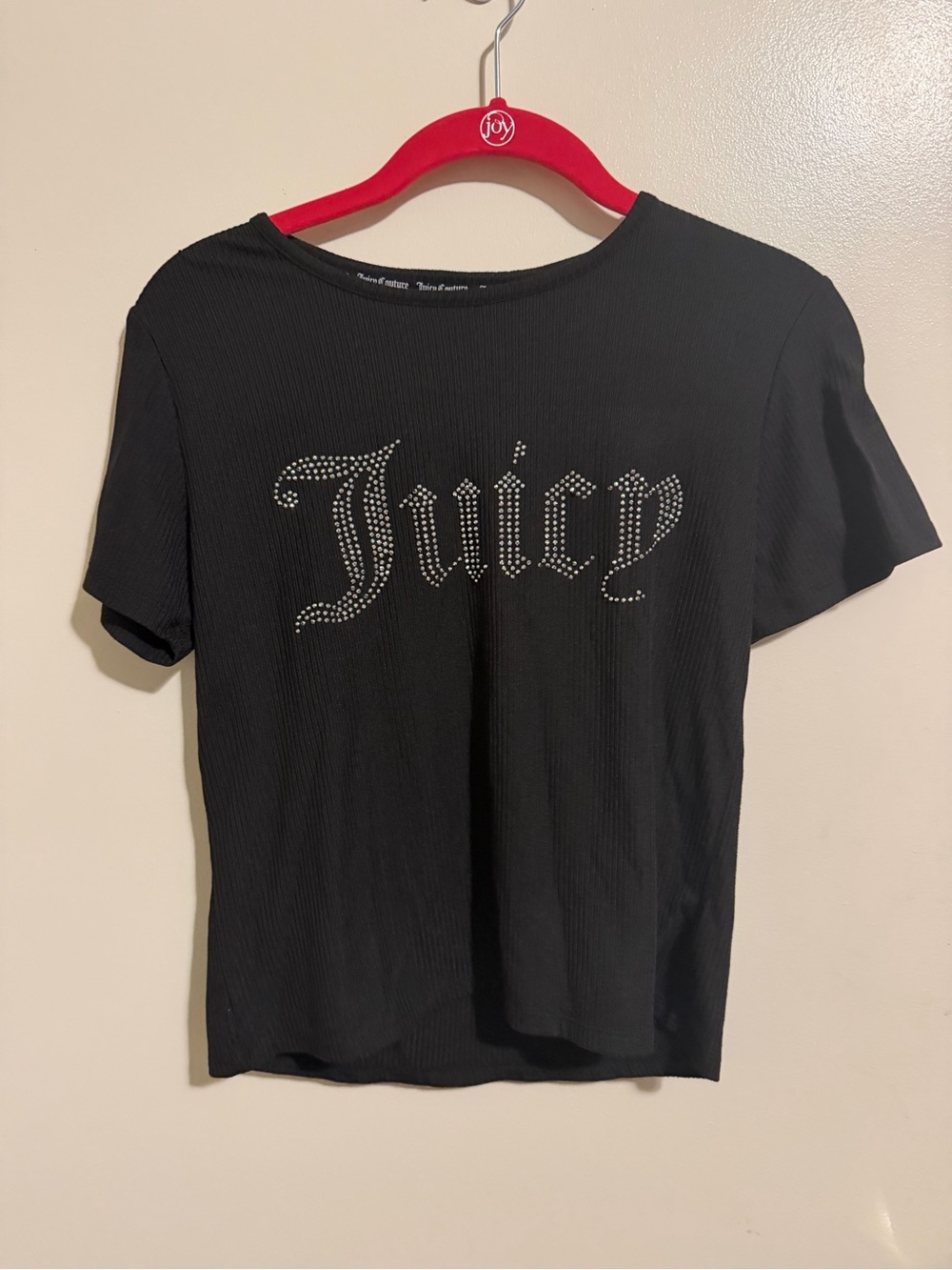 Juicy Couture Black Rhinestone 'Juicy' Crop Top